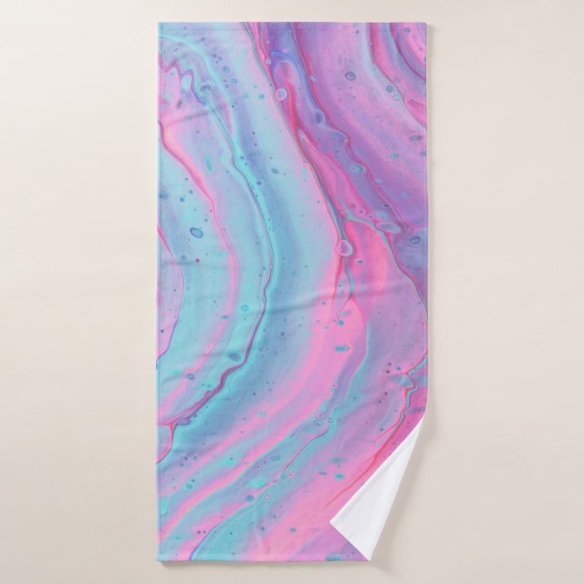 Pink and green abstract art bath towel (Bath Towel)
