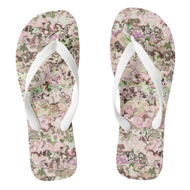 pink and Green Abstract Jandals (Footbed)