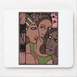 Pink and Green African American Women Mouse Pad