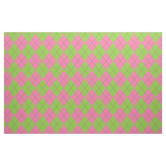 Pink and Green Argyle Black Fabric (Fat Quarter)