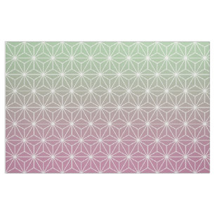 Pink and Green Asanoha (large scale) Fabric