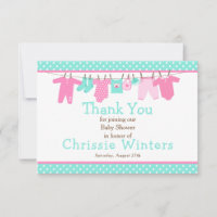 Pink and Green Baby Line Baby Shower Poster