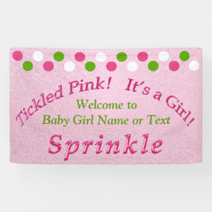 Pink and Green Baby Sprinkle Banner with Your Text