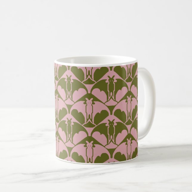 Pink and Green Batty Coffee Mug (Front Right)