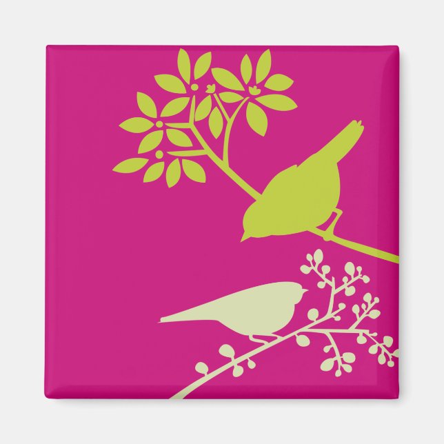 Pink and Green Birds Magnet (Front)