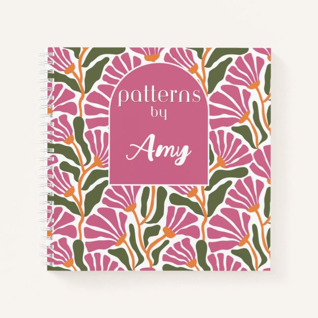 Pink and Green Botanical Pattern Sketch Book (Front)