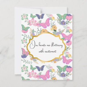 Pink and Green Butterflies Baby Shower Invitation