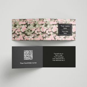 Pink and Green Camo, Camouflage, Military, Army Business Card
