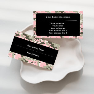 Pink and Green Camo, Camouflage, Military, Army Business Card