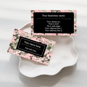 Pink and Green Camo, Camouflage, Military, Army Business Card