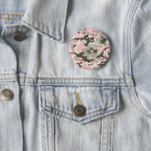 Pink and Green Camouflage, Military, Army 6 Cm Round Badge