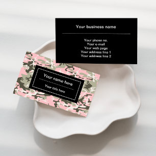 Pink and Green Camouflage, Military, Army Business Card