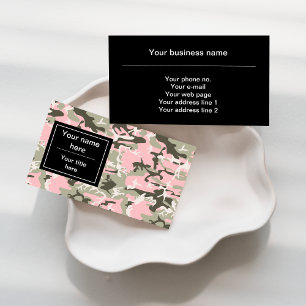 Pink and Green Camouflage, Military, Army Business Card
