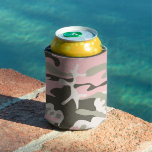 Pink and Green Camouflage, Military, Army Can Cooler
