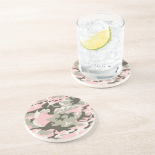 Pink and Green Camouflage, Military, Army Coaster