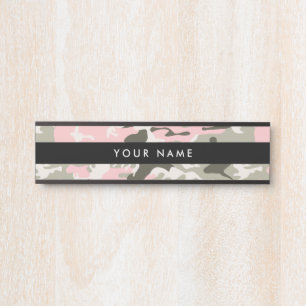 Pink and Green Camouflage, Military, Army Door Sign