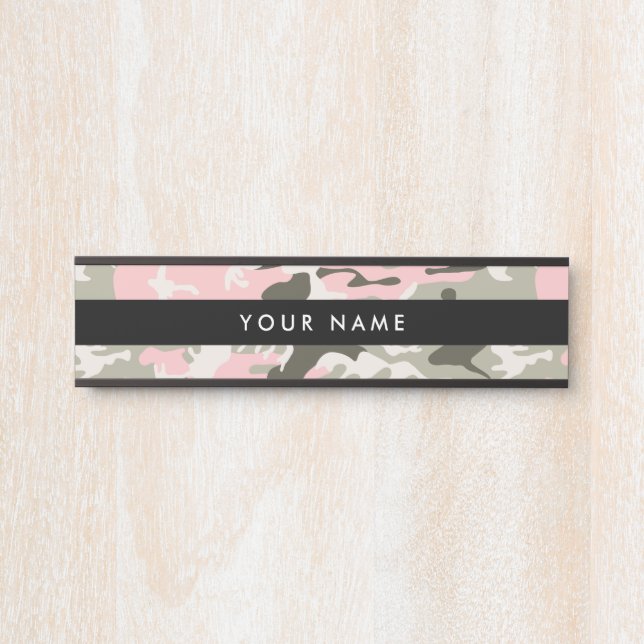 Pink and Green Camouflage, Military, Army Door Sign (Front)