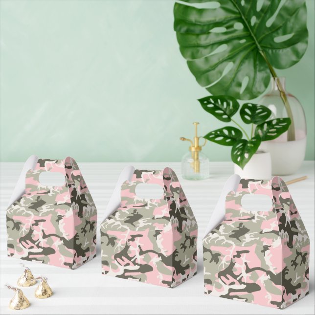 Pink and Green Camouflage, Military, Army Favour Box (Multiple)