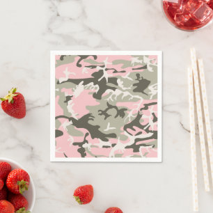 Pink and Green Camouflage, Military, Army Napkin
