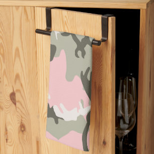 Pink and Green Camouflage, Military, Army Tea Towel