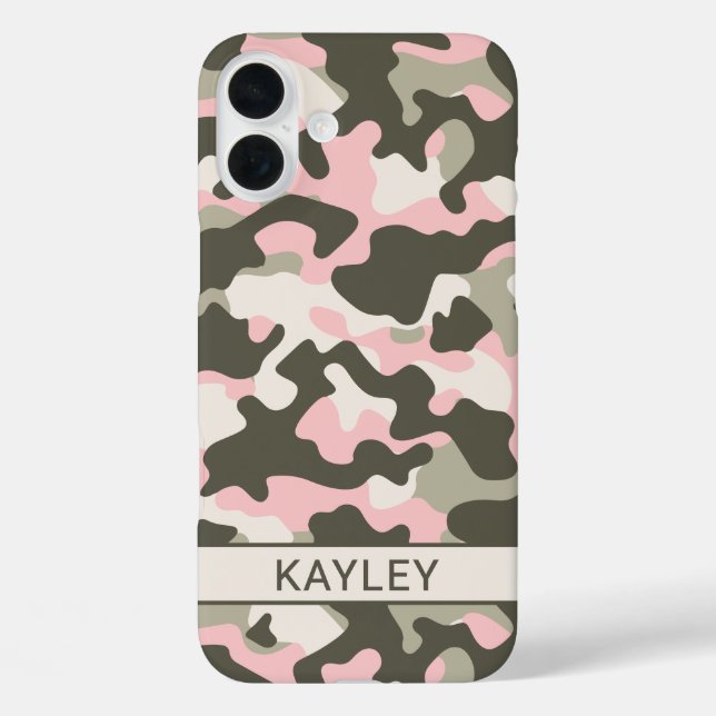 Pink and Green Camouflage Personalised Case-Mate iPhone Case (Back)