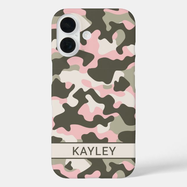 Pink and Green Camouflage Personalised Case-Mate iPhone Case (Back)