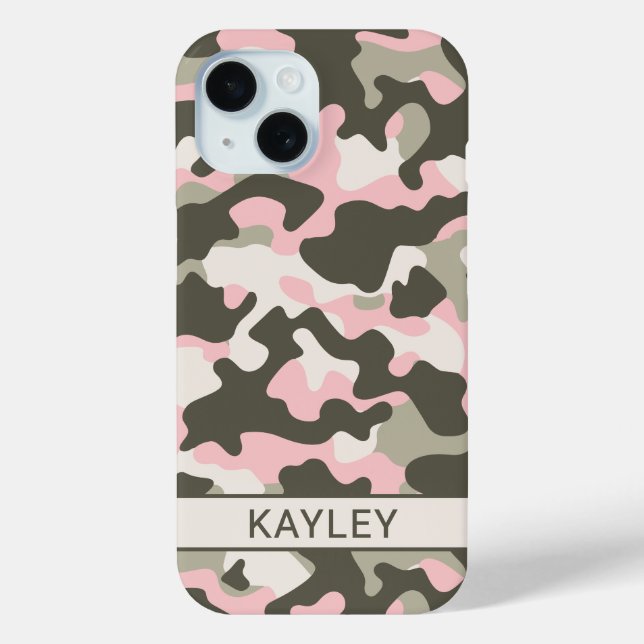 Pink and Green Camouflage Personalized Case-Mate iPhone Case (Back)
