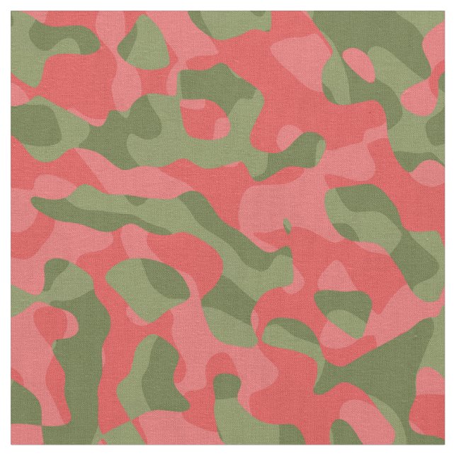 Pink and Green Camouflage Print Pattern Fabric (Close Up)