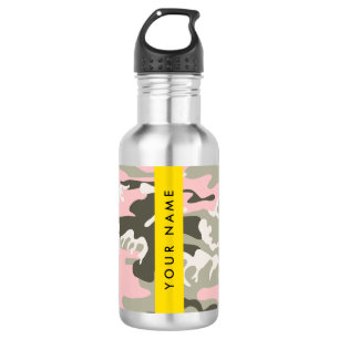 Pink and Green Camouflage Your name Personalise 532 Ml Water Bottle