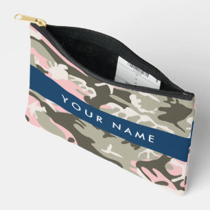 Pink and Green Camouflage Your name Personalise Accessory Pouch