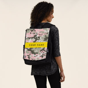 Pink and Green Camouflage Your name Personalise Backpack