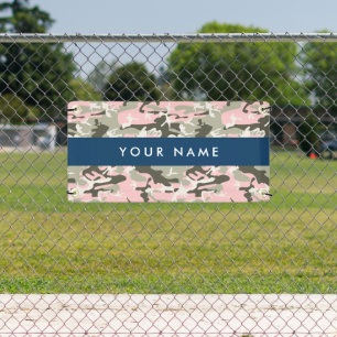Pink and Green Camouflage Your name Personalise Banner