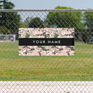 Pink and Green Camouflage Your name Personalise Banner