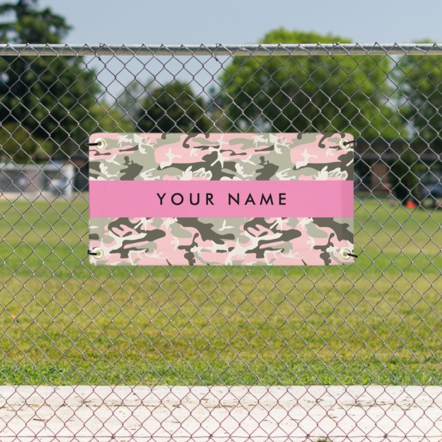Pink and Green Camouflage Your name Personalise Banner (Insitu)