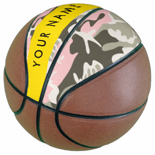 Pink and Green Camouflage Your name Personalise Basketball