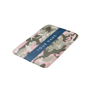 Pink and Green Camouflage Your name Personalise Bath Mat
