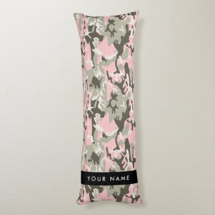 Pink and Green Camouflage Your name Personalise Body Cushion