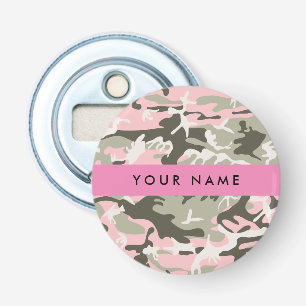 Pink and Green Camouflage Your name Personalise Bottle Opener