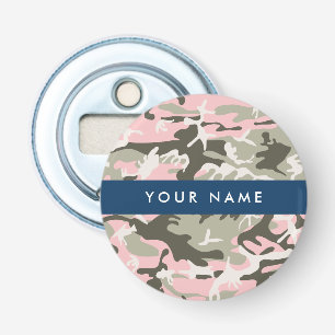 Pink and Green Camouflage Your name Personalise Bottle Opener