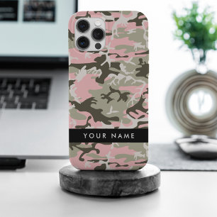 Pink and Green Camouflage Your name Personalise iPhone 15 Pro Max Case