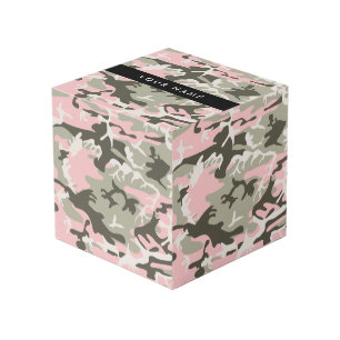 Pink and Green Camouflage Your name Personalise Cube