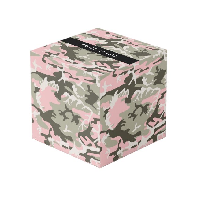 Pink and Green Camouflage Your name Personalise Cube (Front Angled)