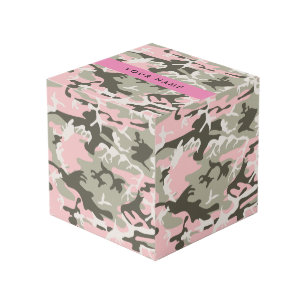 Pink and Green Camouflage Your name Personalise Cube