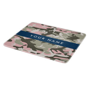 Pink and Green Camouflage Your name Personalise Cutting Board