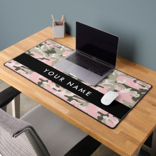 Pink and Green Camouflage Your name Personalise Desk Mat