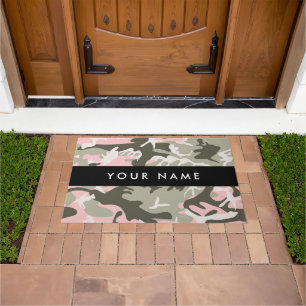 Pink and Green Camouflage Your name Personalise Doormat