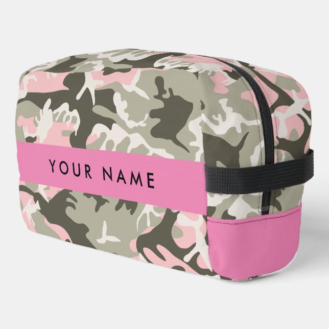 Pink and Green Camouflage Your name Personalise Dopp Kit (Left Corner)