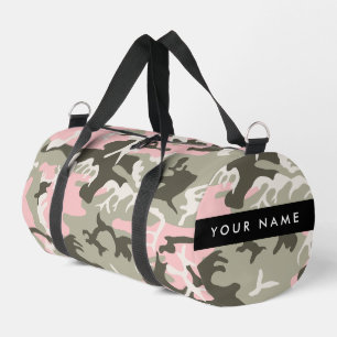Pink and Green Camouflage Your name Personalise Duffle Bag