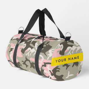 Pink and Green Camouflage Your name Personalise Duffle Bag