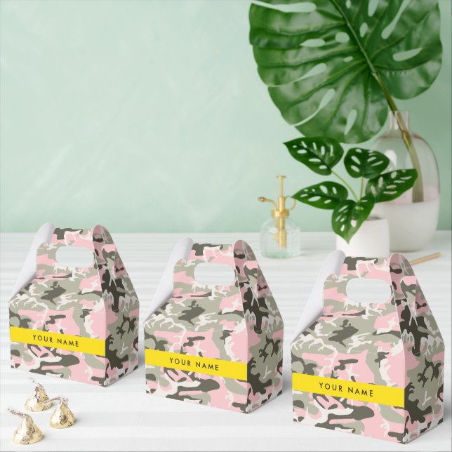 Pink and Green Camouflage Your name Personalise Favour Box (Multiple)